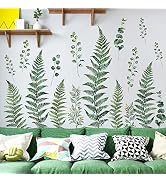 Amaonm Removable Fresh Plants Vine Leaf Wall Sticker DIY Peel and Stick Green Leaves Wall Decals ...