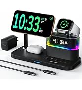Compatible with Qi2 Certified Wireless Charging Station with Alarm Clock and Night Light,15W Fast...