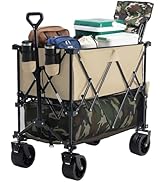 DUMOS Wagons Cart, Double Decker 440 lbs Large Capacity Folding Wagon with Brakes, Flexible Handl...