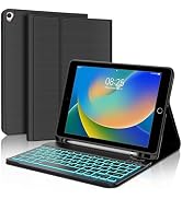 BORIYUAN New iPad 10.2 9th 8th 7th Generation 2021 Keyboard Case, 7 Colors Backlit Detachable Key...
