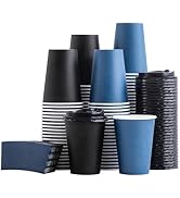 SIUQ 100 Pack 12 oz Disposable Coffee Cups with Lids and Sleeves, To Go Paper Cups for Hot & Cold...