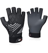 Vgo... NGG X1 Seamless Utility Gloves, Half Finger Mechanic Synthetic Leather Gloves,Knuckle Impa...