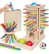 ROOCHKD Wooden Sorting Toy Montessori Color & Shape Sorter Class Activity Toddlers Fine Motor Gam...