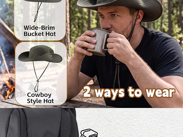 Connectyle sun hat for men mens bucket hat for women wide brim sun hat safari fishing hat for men