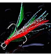AMHDV Feather Fishing Hooks Strong Treble Hooks Size 2 4 6 8 10 (Pack of 20)