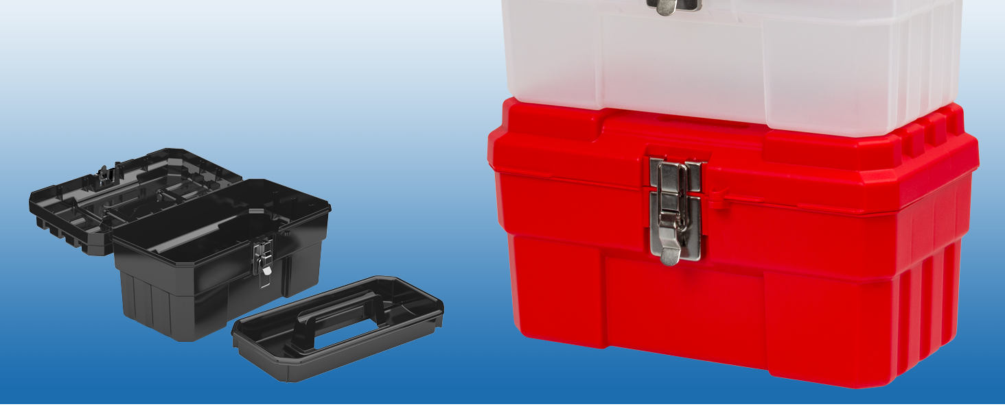 Akro-Mils 14 inch portable plastic tool box 14 inches wide with removable tray