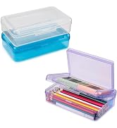 Meiikun Pencil Box, Large Capacity Pencil Boxes 2 Compartments, Hard Pencil Case with Snap-tight ...