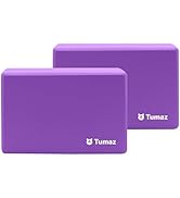 Tumaz Non-Slip Yoga Blocks 2-Pack - High Density/Lightweight EVA Foam & Natural Cork for Stabilit...