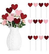 TICIAGA Valentines Double-Sided Decorative Picks - 12PCS Valentine’s Day Wooden Red and Pink Hear...