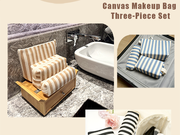 Canvas Makeup Bag Set