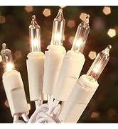 Christmas Lights 100 Count Mini Clear Lights 21ft White Wire Christmas Tree String Lights Set for...