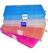 Qualsen 4 Pack Plastic Compartment Box with Adjustable Dividers Craft Tackle Organizer Storage Co...