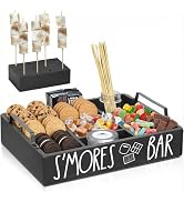 Wooden S'mores Bar Station, Smores Caddy Holder with Handles for Counter, Farmhouse S'mores Servi...
