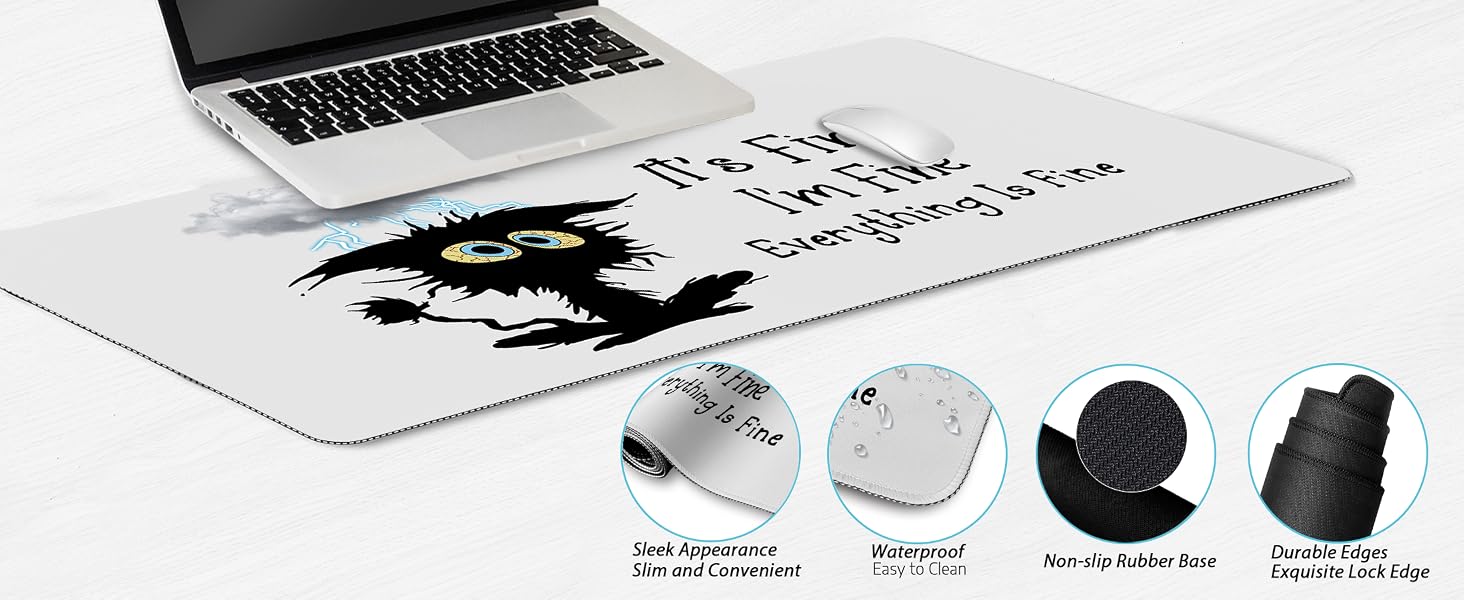 Funny Black Cat Large Gaming Mouse Pad