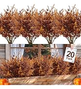 TURNMEON 20 Bundles Artificial Fall Flowers for Outdoors Fall Decorations, UV Resistant Artificia...