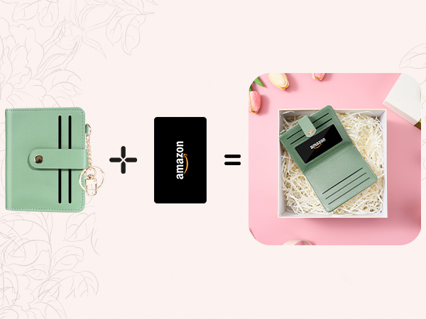 small wallet with gift card, presented as a thoughtful, Customized and abundant gift.