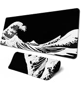 Brecoy Large Mouse Pad, Anime Black Gaming, Extended Kanagawa Mat Desk Pad, 3mm Thick Long Non-Sl...