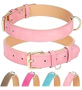 Jumpress Leather Dog Collar for Small Medium Large Dogs, Soft Padded Dog Leather Collar with Heav...