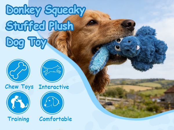 blue donkey dog toy for puppies