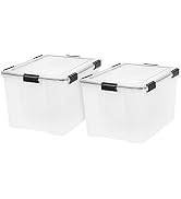 IRIS USA 74 Qt Storage Box with Gasket Seal Lid, 2 Pack - BPA-Free, Made in USA - Heavy Duty Movi...