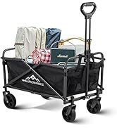 WUROMISE Beach Wagon - Wagon Cart with Wheels Foldable, Heavy Duty Garden Cart with Swivel Wheels...