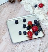 VCREATC Small Stainless Steel Tray, 7.8 Inch Square Silver Metal Tray for Bathroom Counter Vanity...