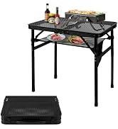 Honagu Small Folding Grill Table, Height Adjustable Aluminum Outdoor Table, Portable Picnic Table...