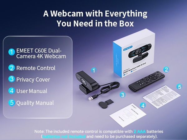 EMEET C60E Dual-Camera 4K Webcam for Streaming