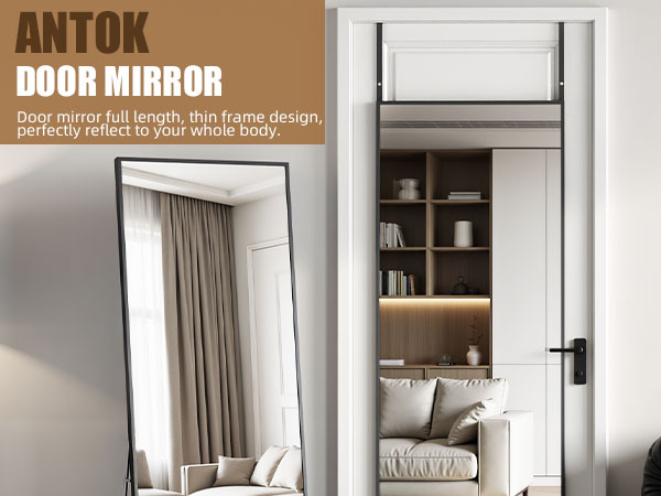 Antok Door Mirror, Full Length Mirror Over The Door, 49'' x 15'' Hanging Mirrors, Wall Mirrors