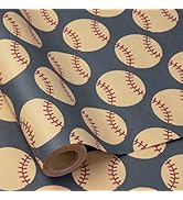 RUSPEPA Baseball Wrapping Paper Roll for Men Boys Kids, Mini Roll, Vintage Sports Baseball Theme ...