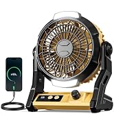 Antarctic Star Portable Camping Fan for Tent, 10000mAh Battery Operated Fan with Night Light, Ste...