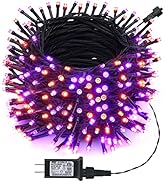 Toodour Halloween Orange & Purple Lights, 131ft 350 LED Plug in Halloween String Lights with 8 Mo...