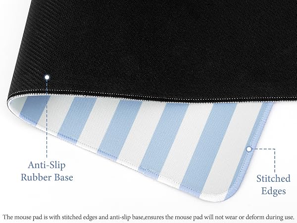 Blue Striped Desk Mat XXL Large Mouse Pad Cute Desk Pad