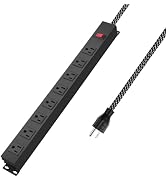 8 Outlet Power Strip - Metal Power Strip with Switch,Wide Spaced Moutable Surge Protector 1200J,6...