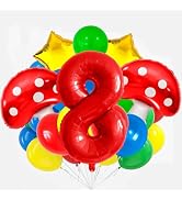 8 Balloon Number Red Blue Green Yellow Balloon Cartoon Mushroom Decorations Star Balloons for Bir...