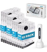 KOLERRE 12 Pack Travel Vacuum Seal Bags with Rechargeable Electric Pump, 4 Sizes Space Saver Vacu...