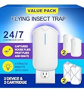2 Flying Insect Traps & 2 Cartridges - Compatible with ZEVOM364A Refill - Plug in Fruit Fly Trap ...