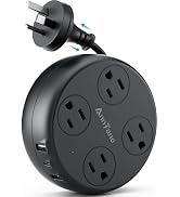 Australia Travel Adapter with USB C, US to Australia Plug Adapter with 4 Outlets 3 USB Ports, Typ...
