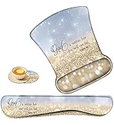 Keyboard Wrist Rest Pad and Ergonomic Mouse Pad Wrist Rest (with Coaster) Set, Non-Slip Base & wi...