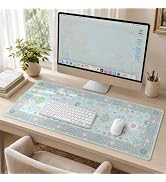 iCasso Mouse Pads for Desk, Aesthetic Floral Computer Mat, XXL Desk Mat for Keyboard and Mouse, A...