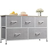 WLIVE Dresser for Bedroom with 5 Drawers, Wide Chest of Drawers, Fabric Dresser, Storage Organiza...