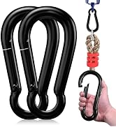 Locking Carabiner Clip 2 Pack, Heavy Duty 500lbs Capacity, Carbon Steel Quick Link Clip for Climb...