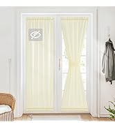 RYB HOME Sheer French Door Curtain for Front Door, Privacy Non-See-Through Light Filtering Rod Po...