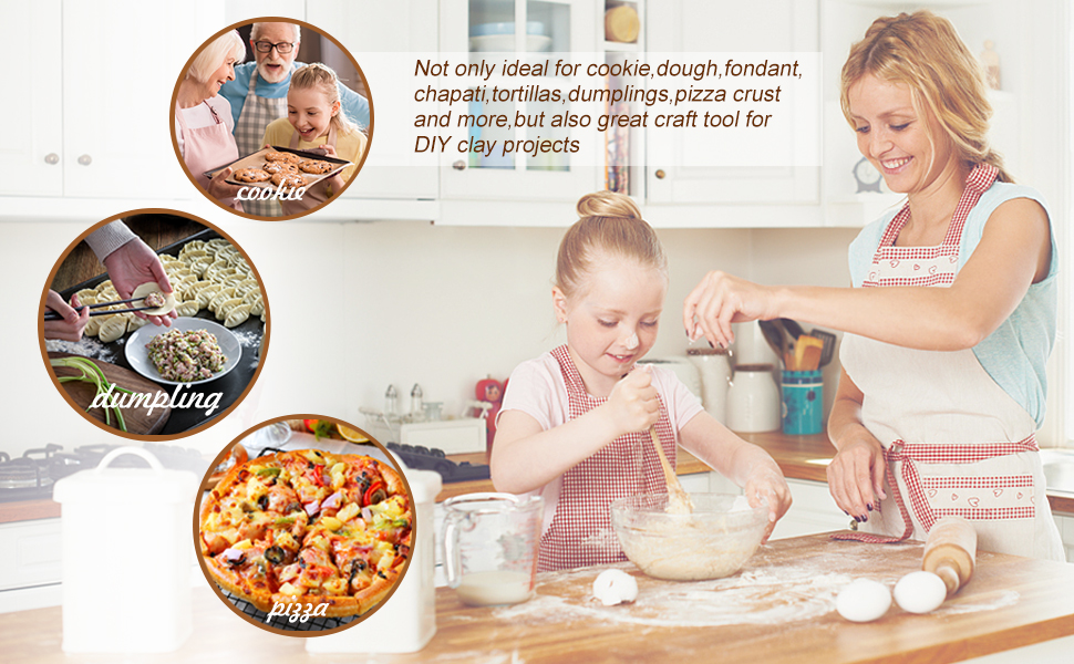 ideal for cookie,dough,fondant,chapati,tortillas,dumplings,pizza crust and more