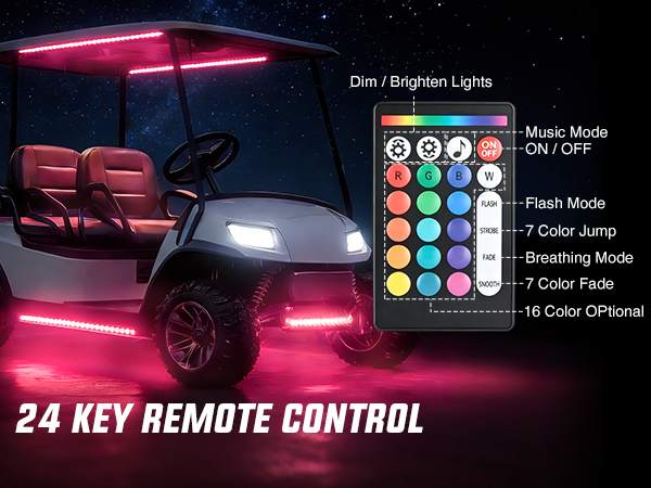 6PCS Golf Cart Underbody Lights Kit RGB Multi-Mode LED Neon Accent Lighting Lamp