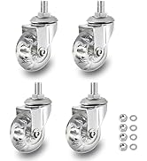 2 inch Stem Caster Wheels, M8×15mm Threaded Stem Castors Wheels, 360 Degree Rotated Crystal Clear...