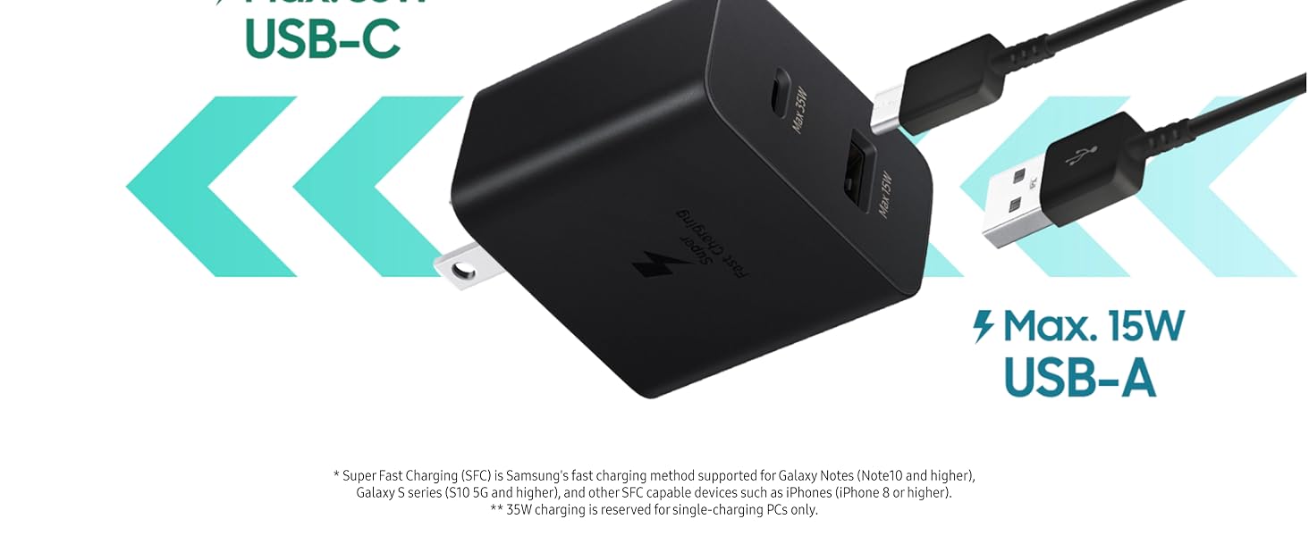 Samsung 35W Duo Wall Charger Adapter Black