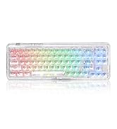 YUNZII X71 Wireless Hot Swappable Transparent Mechanical Keyboard with Clear Keycaps, 68% Layout,...