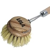 Lola Products Pot & Pan Brush Brass Wire Tampico Bristles Handle Sustainable Birch Wood for Cleaning