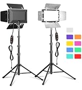 2 Pack LED Video Photography Lighting Kit with 54'' Tripod Stand, Dimmable 5600K USB Studio Light...